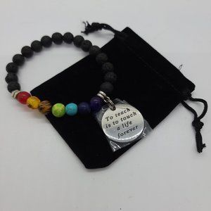 Lava Rock Teacher Charm Bracelet